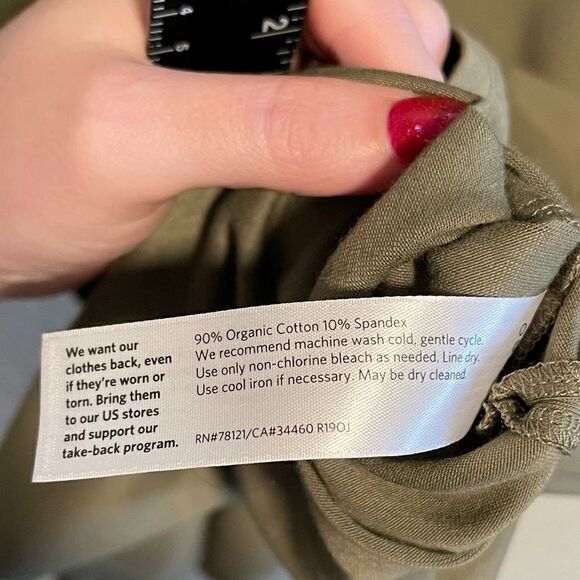 Eileen Fisher- Traceable Organic Cotton Stretch Mock Neck Dress in Olive, XSP - Picture 10 of 13